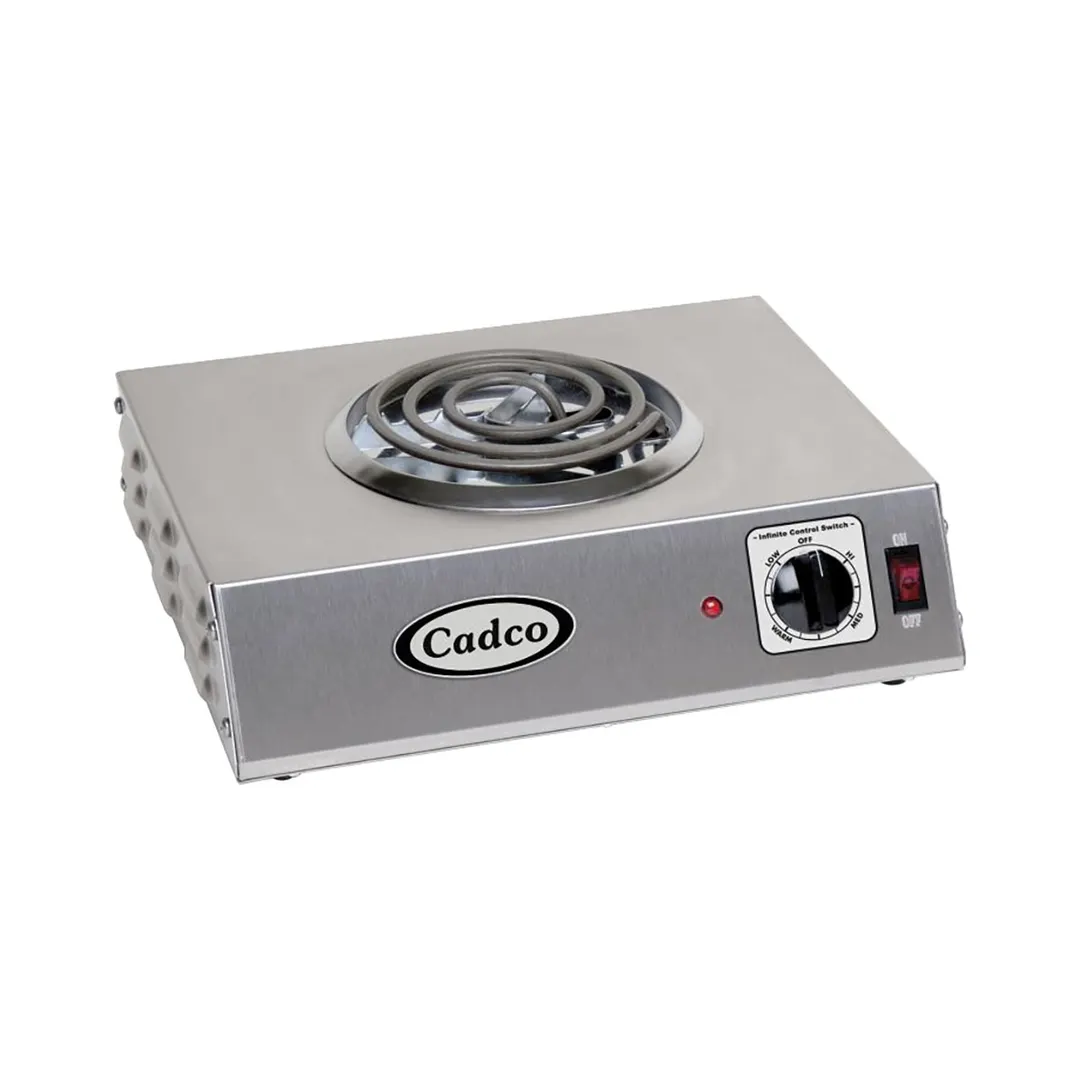 Cadco CSR-1T 14" Electric Countertop Hotplate w/ 6" Burner, Infinite Controls, 1.1 kW, 120V
