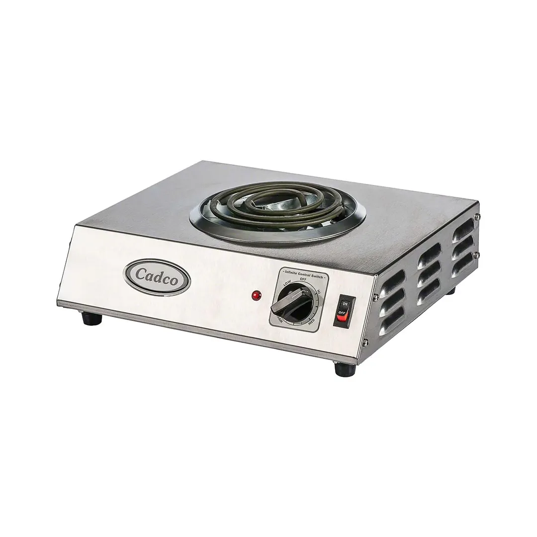 Cadco CSR-1T 14" Electric Countertop Hotplate w/ 6" Burner, Infinite Controls, 1.1 kW, 120V