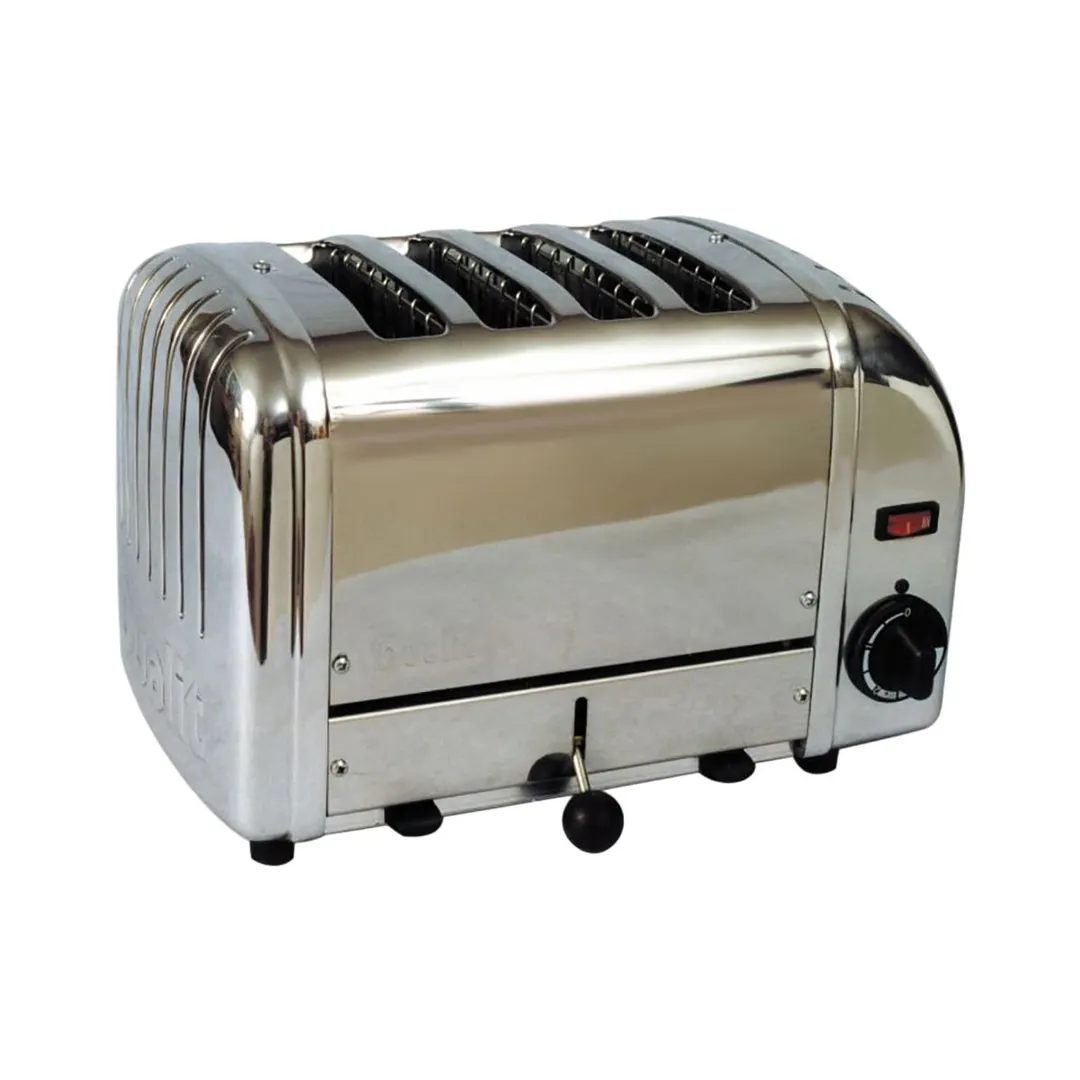 Cadco CTS-4(220) 4-Slice Standard Commercial Toaster w/ 1" Slots, Aluminum End Panels, 220V