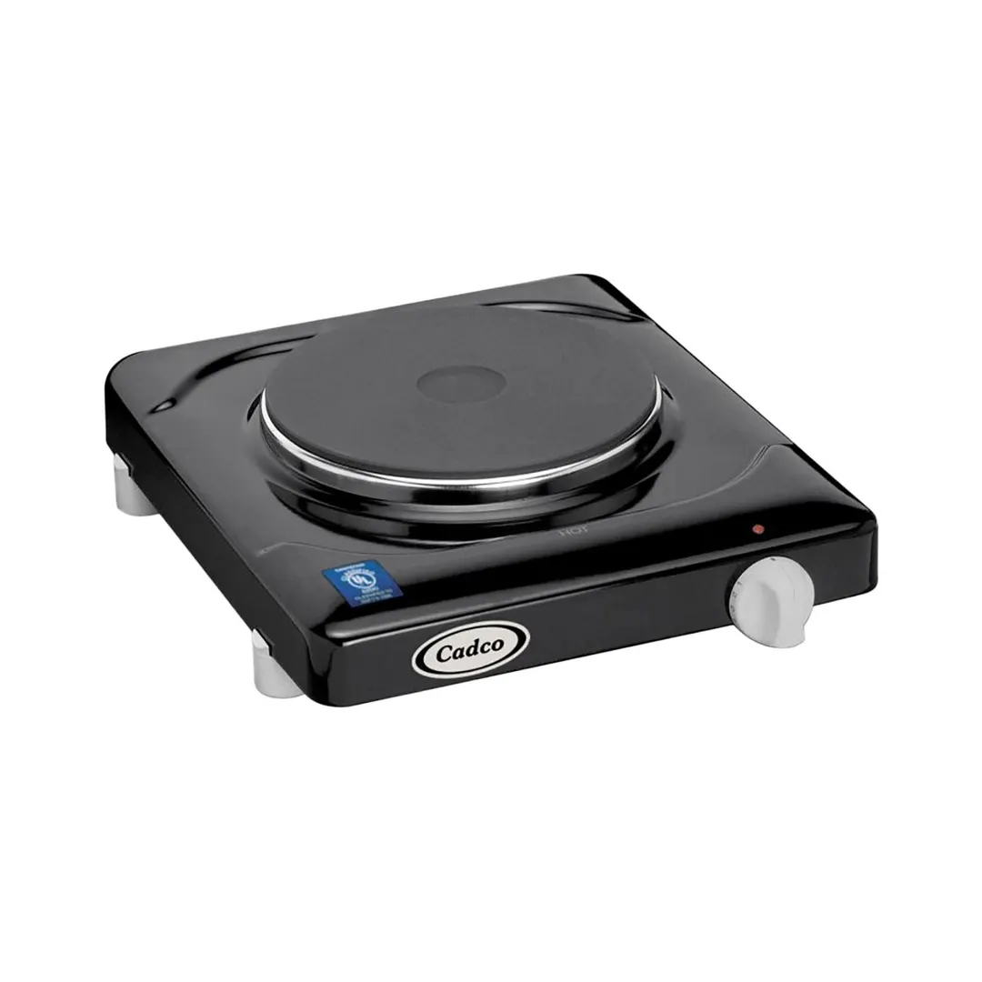 Cadco KR-1 11-1/2" Electric Countertop Hotplate w/ (1) Solid Cast Iron Burner, Black Enamel, 1.5 kW, 120V