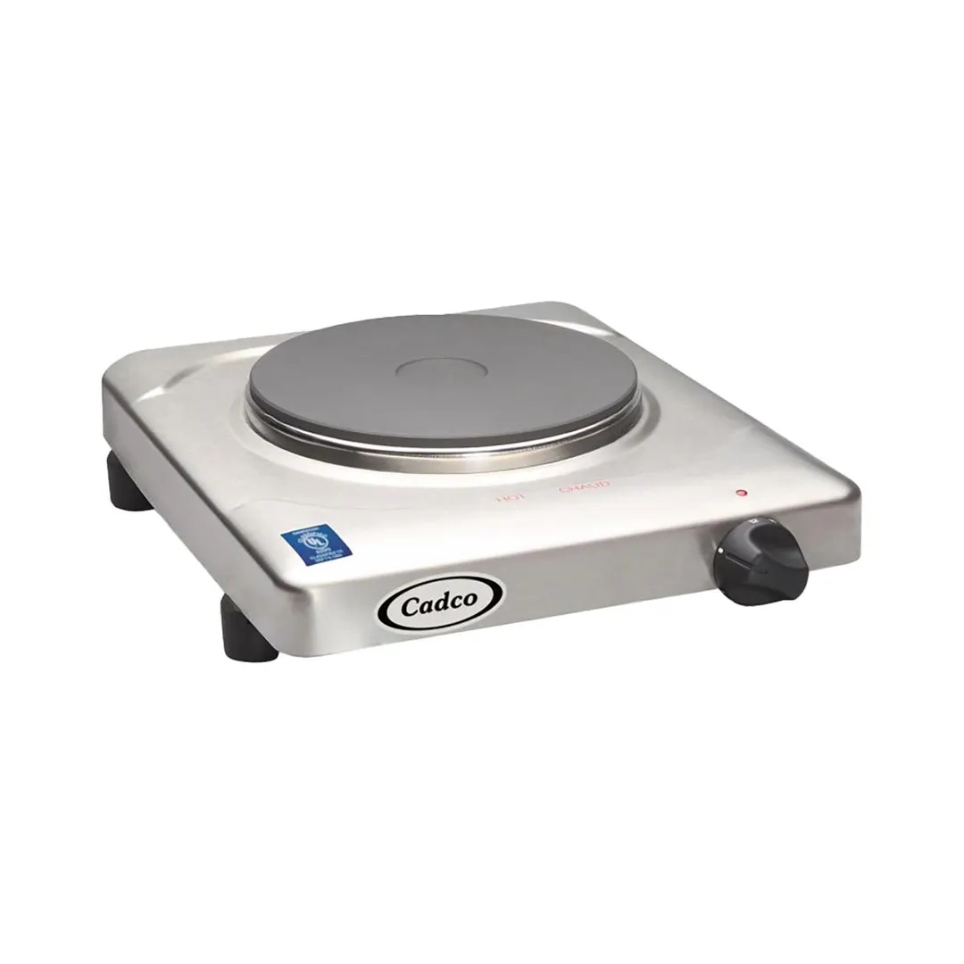 Cadco KR-S2 11-1/2" Electric Countertop Hotplate w/ (1) Solid Cast Iron Burner, Stainless Steel, 1.5 kW, 120V