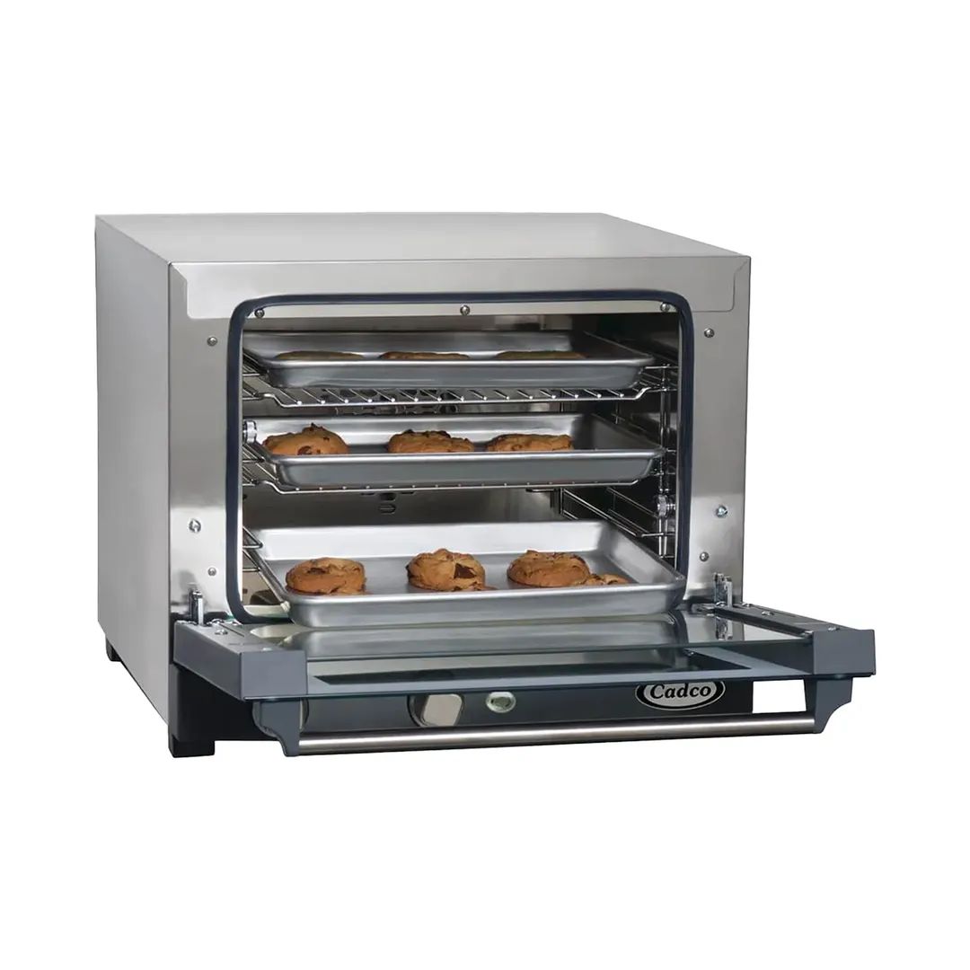Cadco OV-003 Single-Deck Electric Convection Oven w/ Manual Controls, Quarter-Size, 3 Shelves