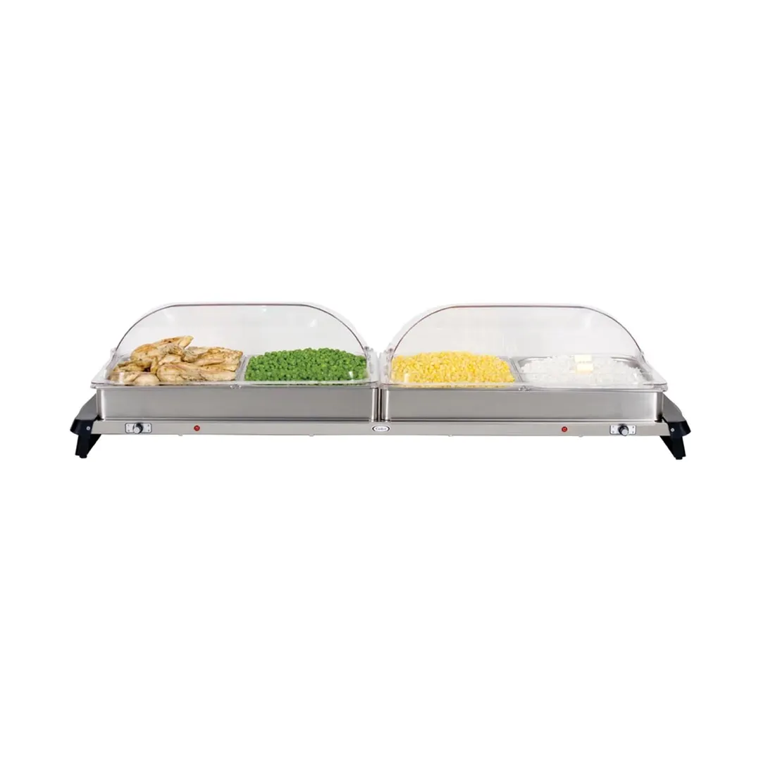 Cadco WTBS-4RT Countertop Jumbo Buffet Server w/ Rolltop Lid, (4) Half Size Stainless Steam Pans