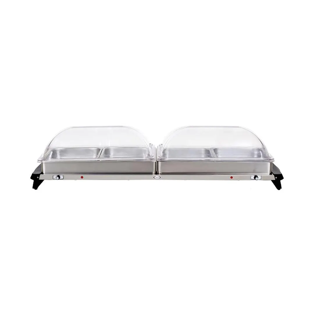 Cadco WTBS-4RT Countertop Jumbo Buffet Server w/ Rolltop Lid, (4) Half Size Stainless Steam Pans