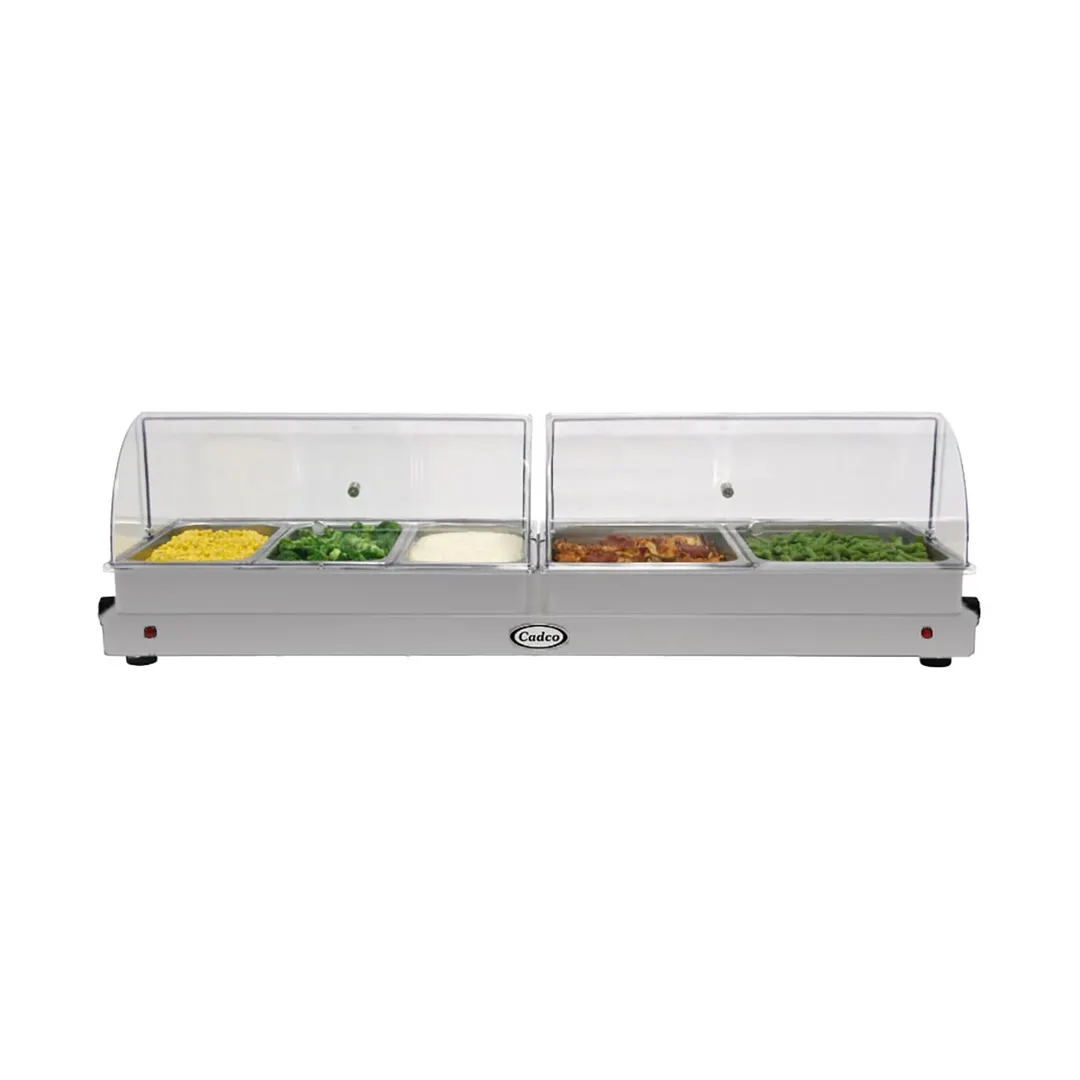 Cadco WTBS-5N-HD Countertop Buffet Server w/ Rolltop Lid , (2) Half Size & (3) Third Size 2 ½” Deep Steam Pans
