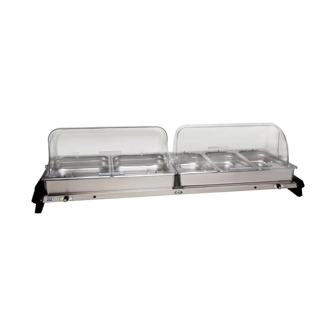 Cadco WTBS-5RT Countertop Grand Buffet Server w/ Rolltop Lid , (2) Half Size & (3) Third Size Steam Pans