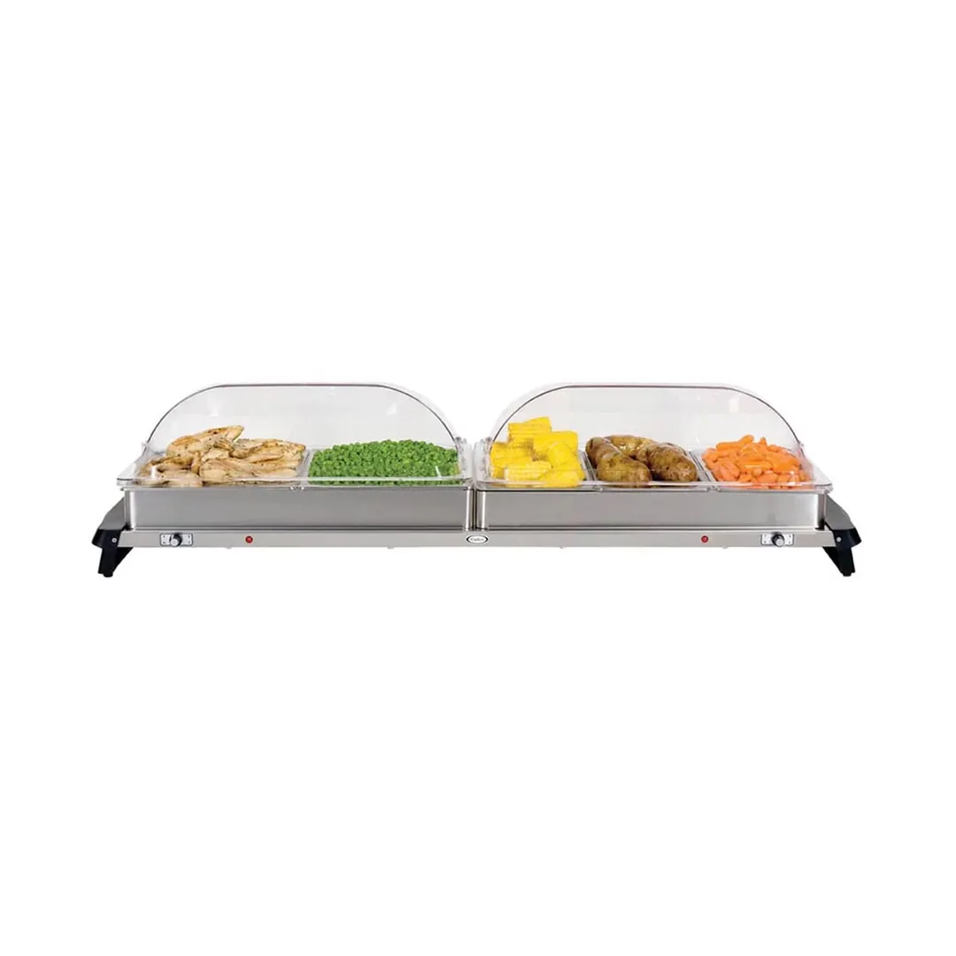 Cadco WTBS-5RT Countertop Grand Buffet Server w/ Rolltop Lid , (2) Half Size & (3) Third Size Steam Pans