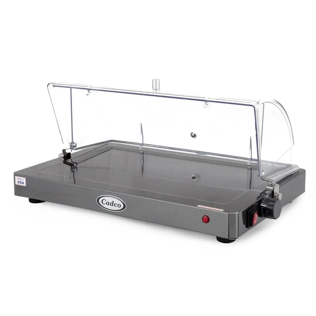 Cadco WTRT-10-HD Countertop Warming Shelf w/ Rolltop Lid, Medium Size, 19" x 11" Warming Surface