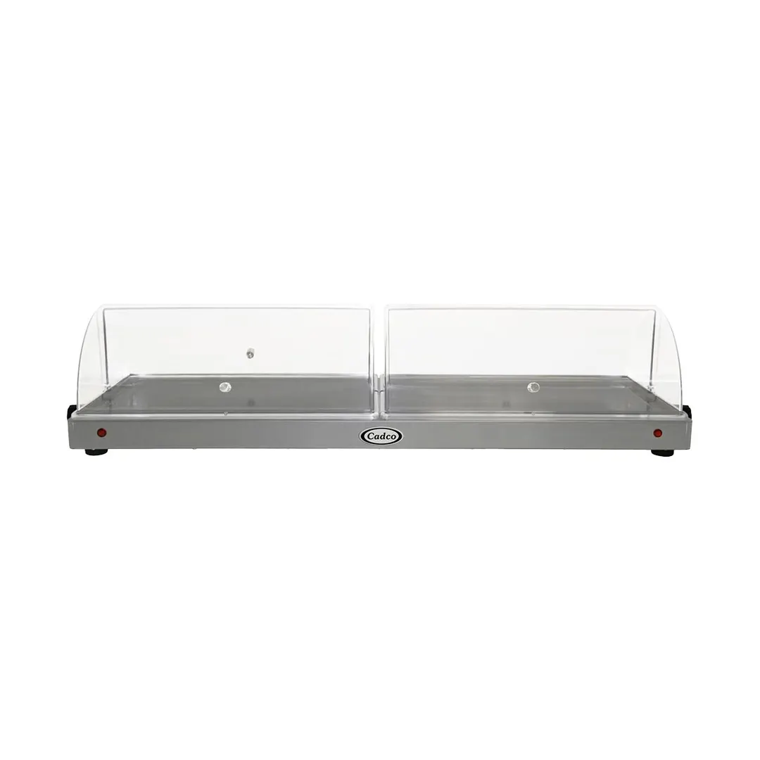 Cadco WTRT-40-HD Countertop Warming Shelf w/ Rolltop Lid, Large Size, (2) 19" x 11" Warming Zones