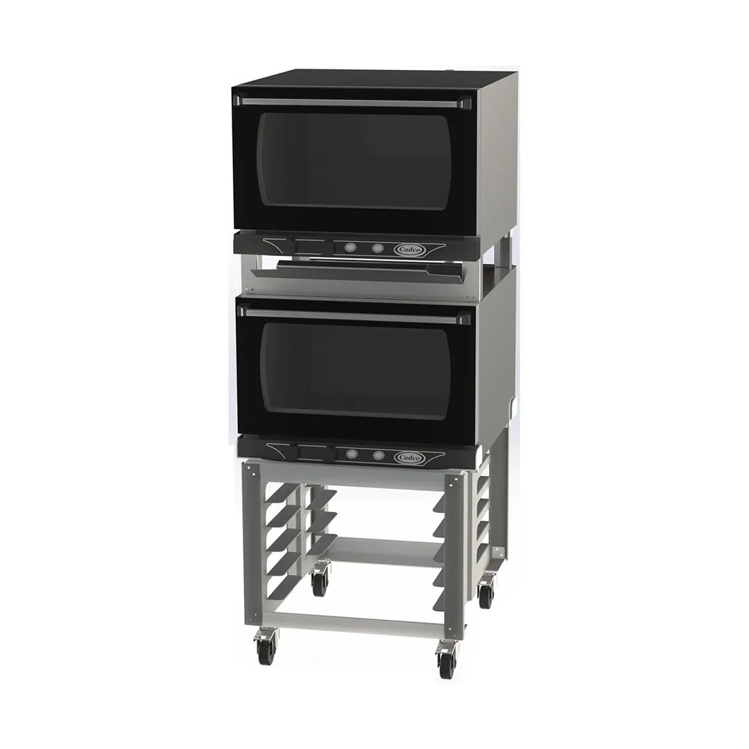 Cadco XAFS-113-2 Double Half Size Countertop Electric Convection Oven w/ 3 Shelf, Stand, Manual Controls