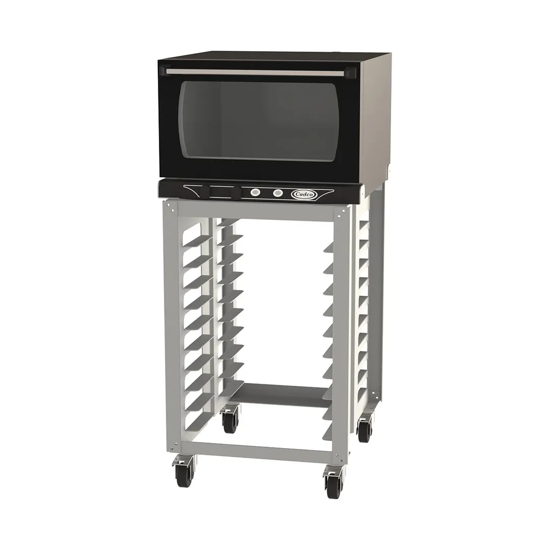 Cadco XAFS-113 Single Half Size Countertop Electric Convection Oven w/ 3 Shelf, Stand, Manual Controls