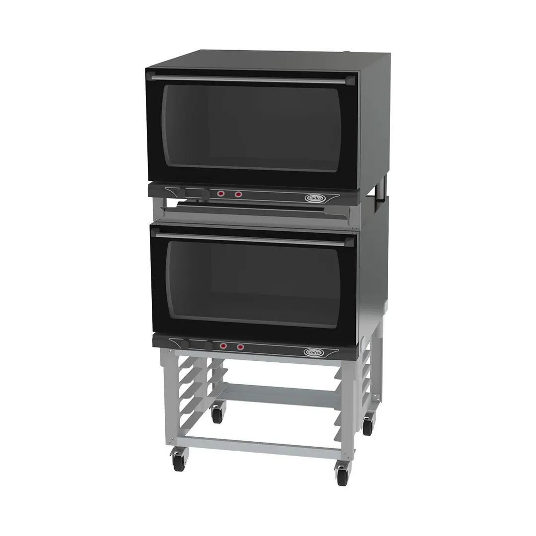Cadco XAFS-193-2 Double Full Size Electric Convection Oven w/ 4 Shelf, Stand, Manual Controls