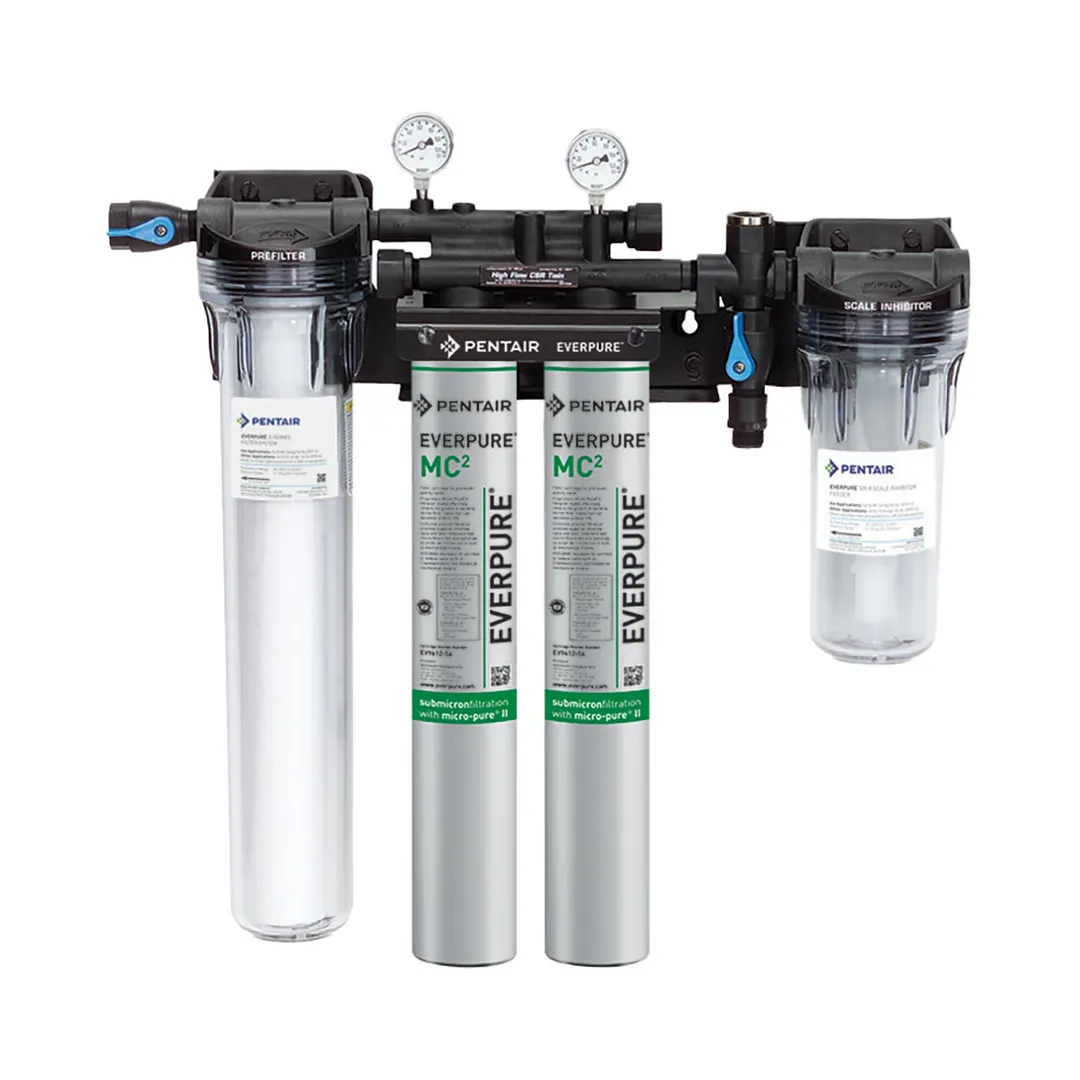 Everpure EV933042 High Flow CSR Twin-MC2 Water Filtration System w/ 0.2 Micron and 3.34 GPM, 18,000 Gallons