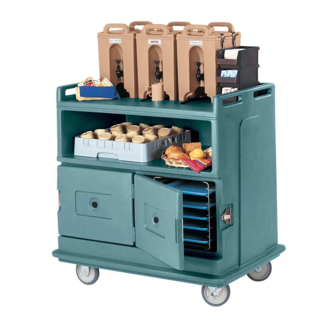 Cambro MDC24401 Beverage Service Cart, 44.5L x 30W x 44H, Slate Blue Polyethylene, Insulated Compartments