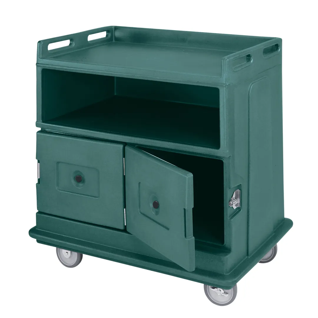 Cambro MDC24F192 Beverage Service Cart, 44.5L x 30W x 44H, Polyethylene, Granite Green, Insulated Compartments