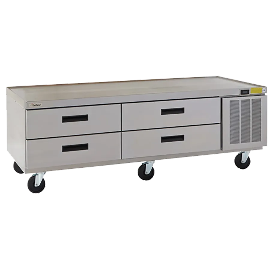 Delfield F2980P 73" 4 Drawers Refrigerated Chef Base, Marine Edge Top, 1/4 HP, R290 Refrigerant