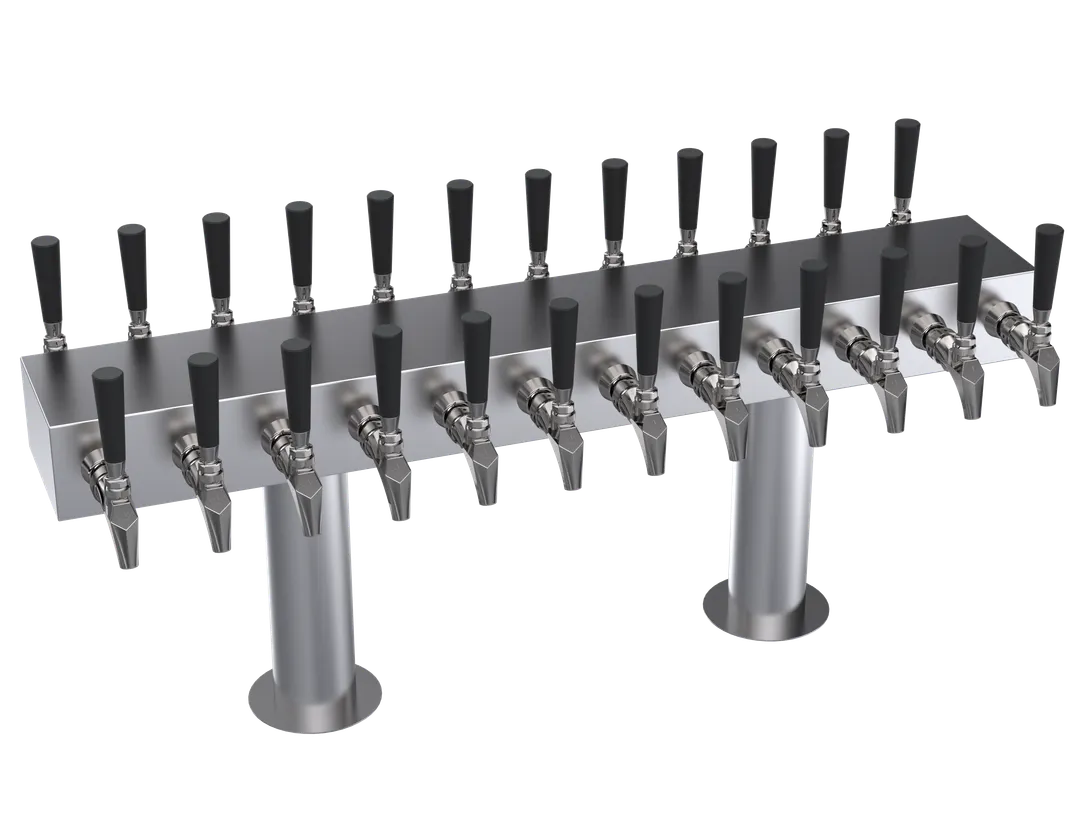 Krowne KDSTC-12S T‑Head Draft Beer Tower, 24‑Tap, 36" OA, Glycol‑Cooled, Steel Finish, 2‑Column