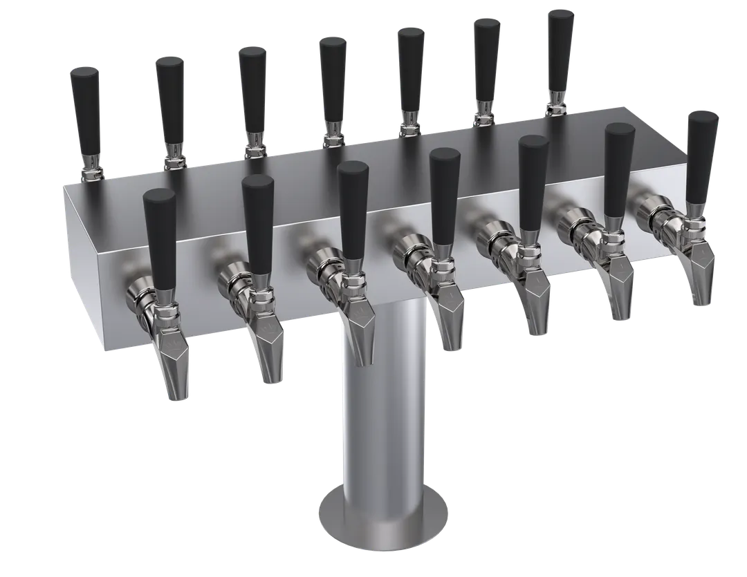 Krowne KDSTC-7S Draft Beer Tower, 21" OA, Stainless Steel, Glycol‑Cooled, Countertop, 14 Faucets