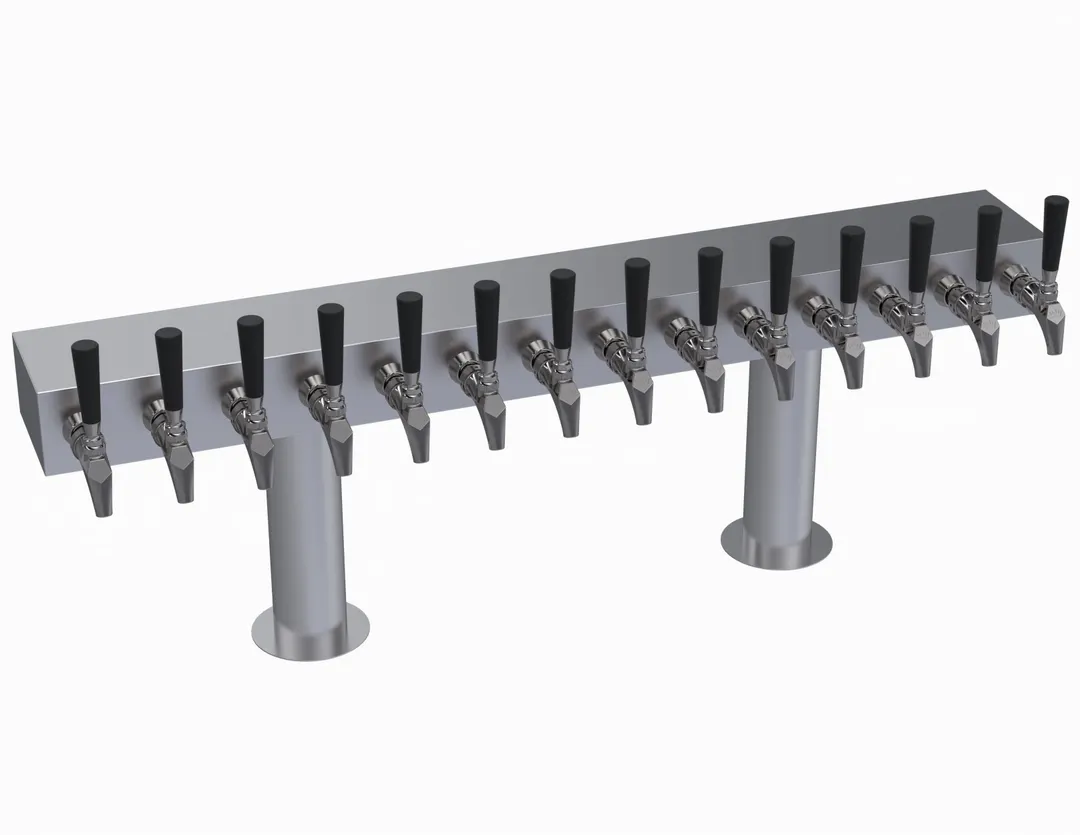 Krowne KDTH-14S T‑Head Draft Beer Tower, 42" Countertop, Stainless Steel, 2‑Column, 13‑100 Tap
