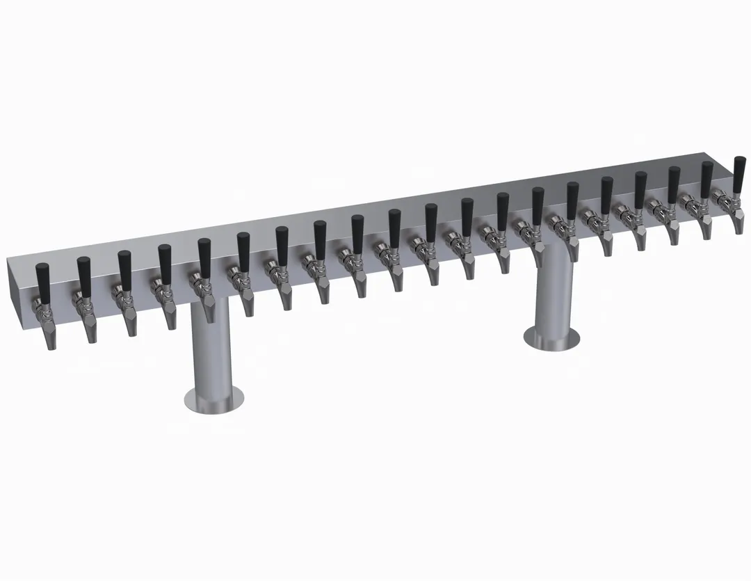 Krowne KDTH-20S T‑Head Beer Tower, 60" Countertop, Steel, Glycol Cooled, 2‑Column 20‑Tap, No Handles