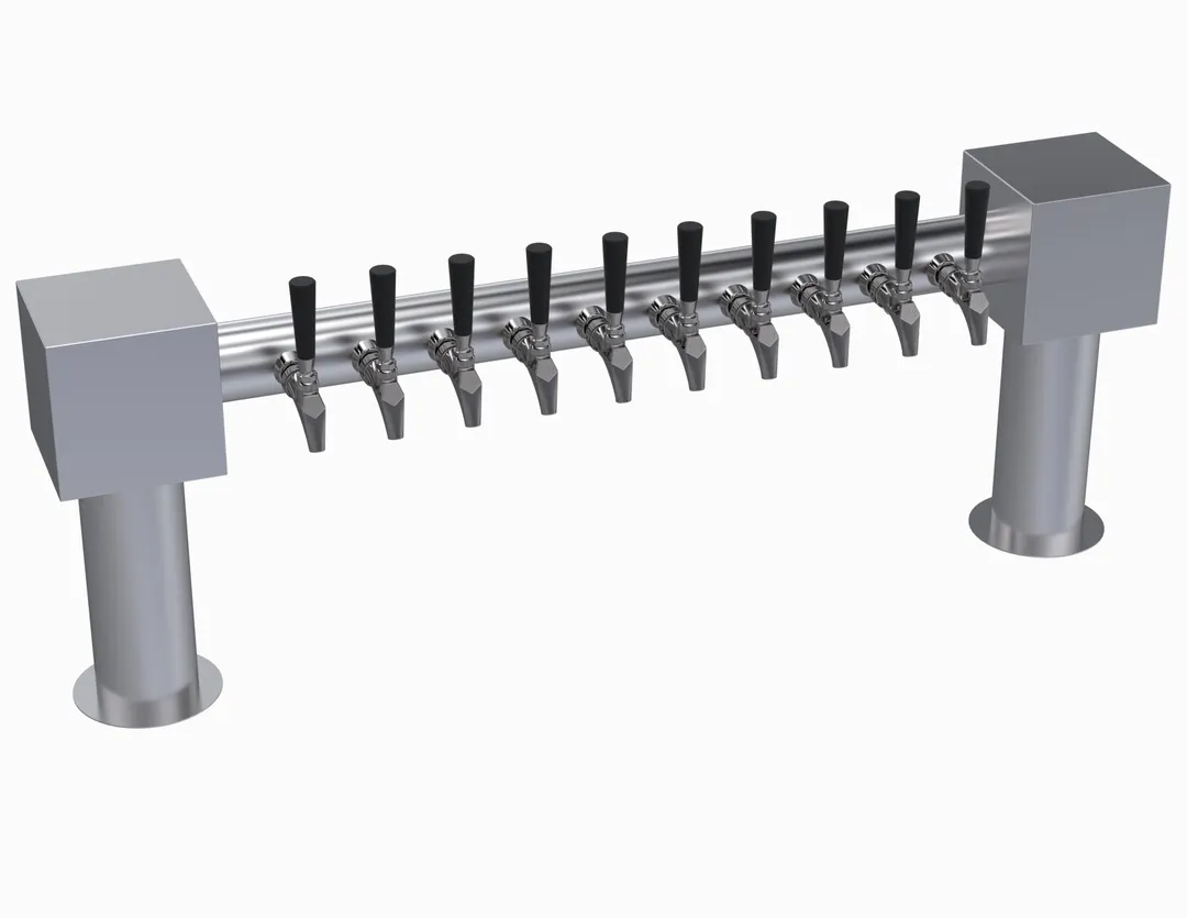 Krowne KHH-10S Draft Beer Tower, 45-1/2" Countertop, Steel, 2-Column, 7-12 Taps, Glycol, No Handles