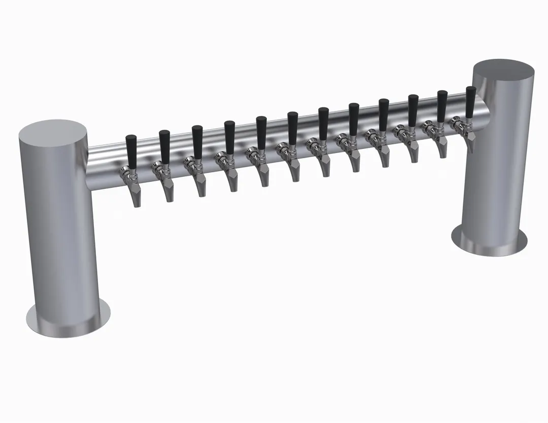 Krowne KMH-12S 12‑Tap Beer Tower, 53" Flange, Stainless Steel, Glycol Cooled, Handles Not Included