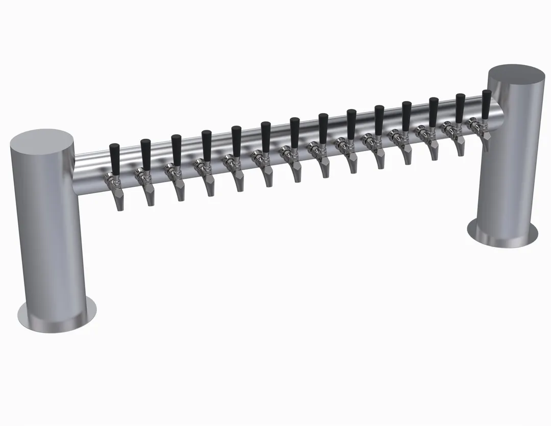 Krowne KMH-14S Draft Beer Dispensing Tower – 14‑Faucet 2‑Column, Steel, 59" Flange, Glycol‑Cooled