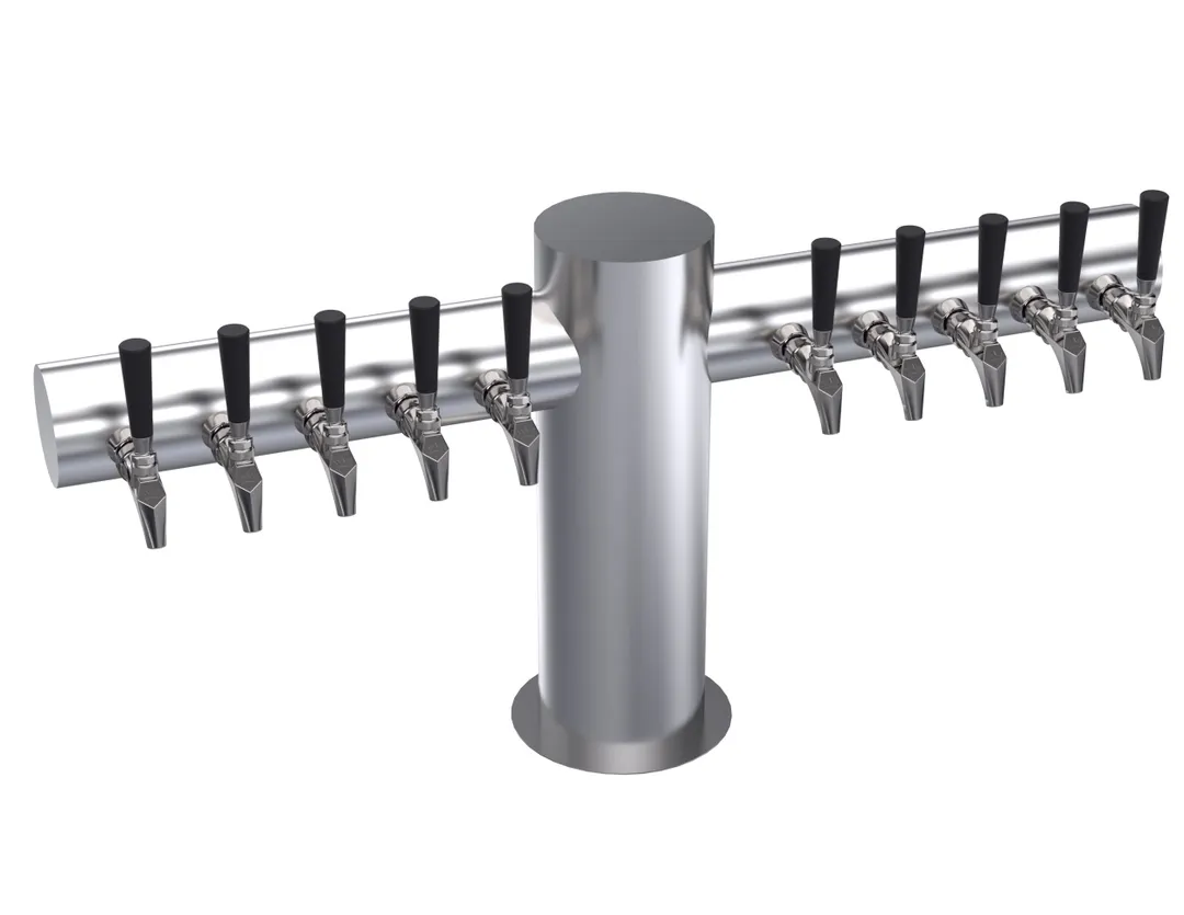 Krowne KMT-10S Max‑T Beer Tower, 39" Flange, Stainless Steel, Glycol‑Cooled, Ten‑Tap (No Handles)