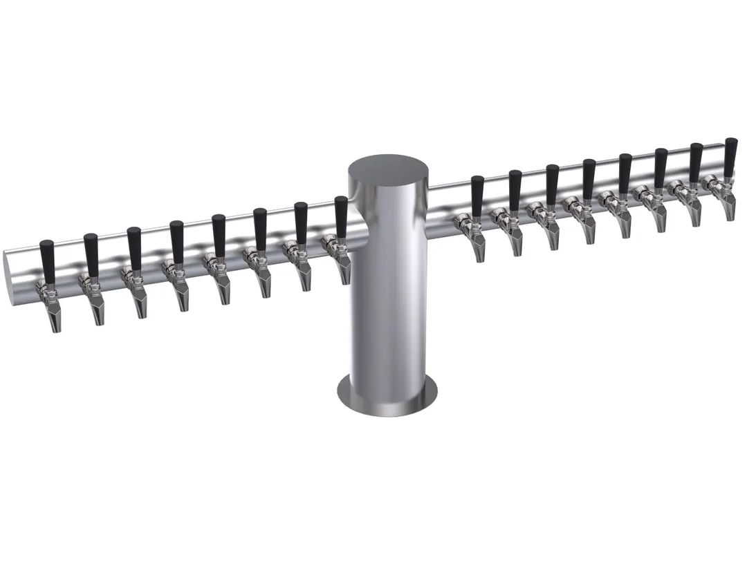 Krowne KMT-16S Draft Beer Tower, 16‑Faucet Glycol‑Cooled, 57" Flange, Countertop, Stainless Steel Finish