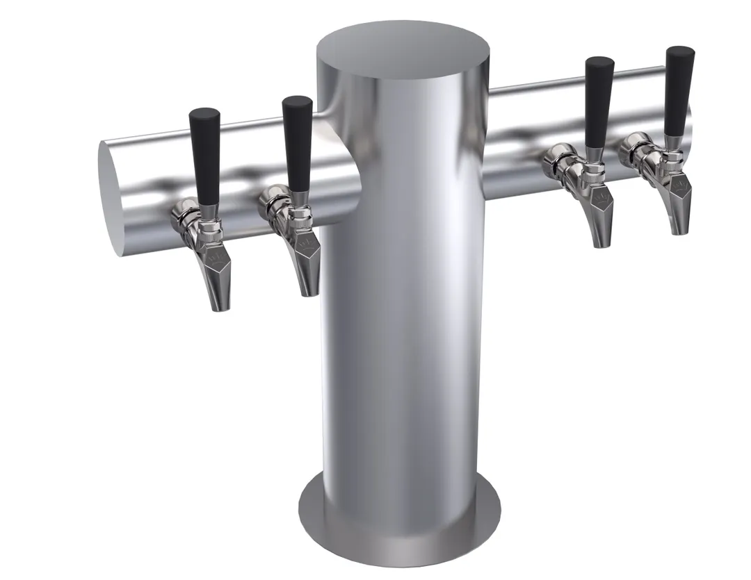 Krowne KMT-4S Draft Beer Tower, 4‑Tap Countertop, 21" Flange, Stainless, Glycol Cooled, No Handles