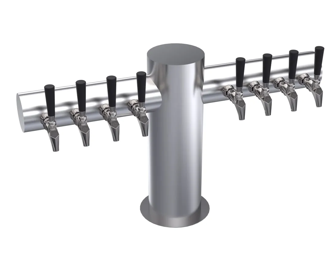 Krowne KMT-8S Draft Beer Tower, 8‑Faucet, 33" Flange, Steel Finish, Glycol‑Cooled, 7‑12 Tap Capacity