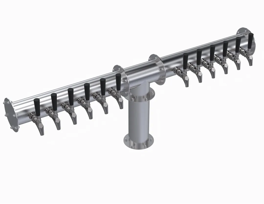 Krowne KPTH-12S Tap Tower - 12‑Faucet, 43‑3/4" OA, Glycol Cooled, Steel Finish, 7‑12 Tap Capacity