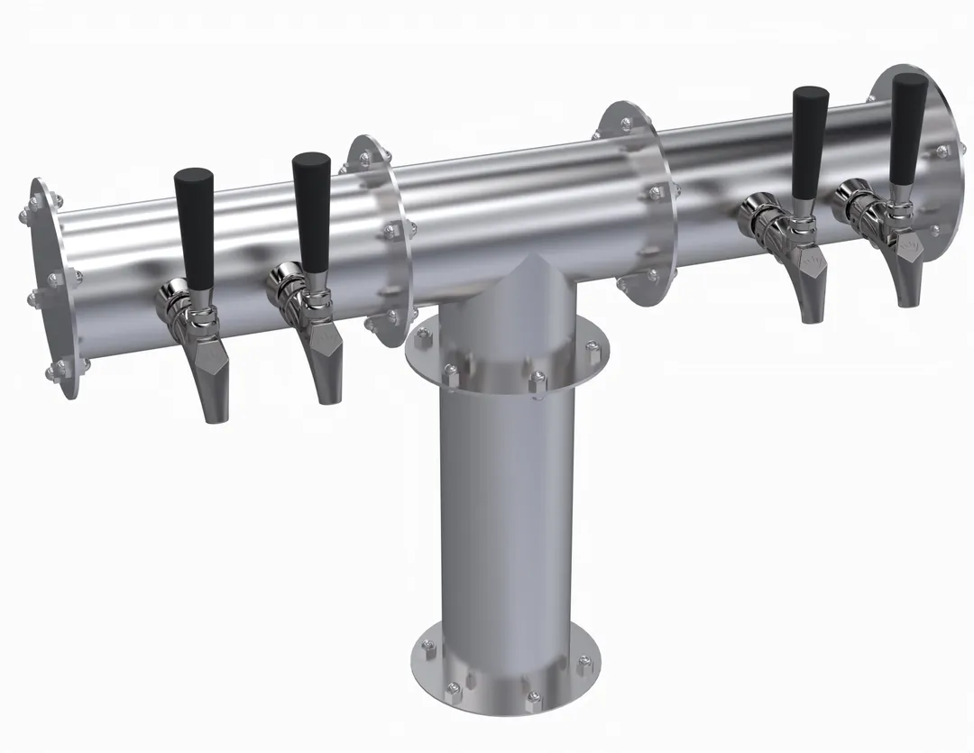 Krowne KPTH-4S Draft Beer Tower, 25-3/4" OA, Stainless, Glycol Cooled, 4 Tap Faucets (No Handles)