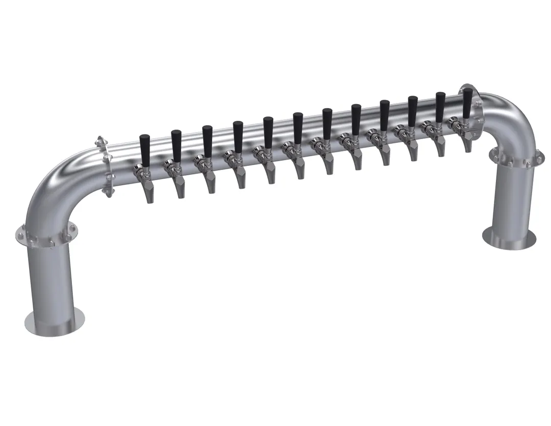 Krowne KPTP-12S Pipe Tower, 12‑Tap Draft Beer, 57" Length, Countertop Mount, Stainless Steel Finish