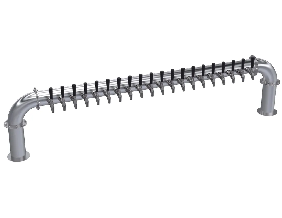 Krowne KPTP-20S Pipe Tower, 81" OA Length, Stainless Steel Finish, 2‑Column, 20‑Tap Glycol‑Cooled