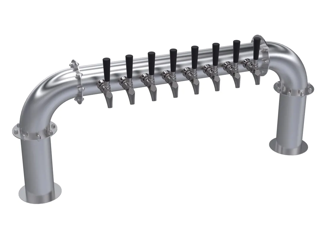 Krowne KPTP-8S 8-Tap Draft Beer Pipe Tower, 2-Column, 45" OA, Stainless Steel, Glycol Cooled