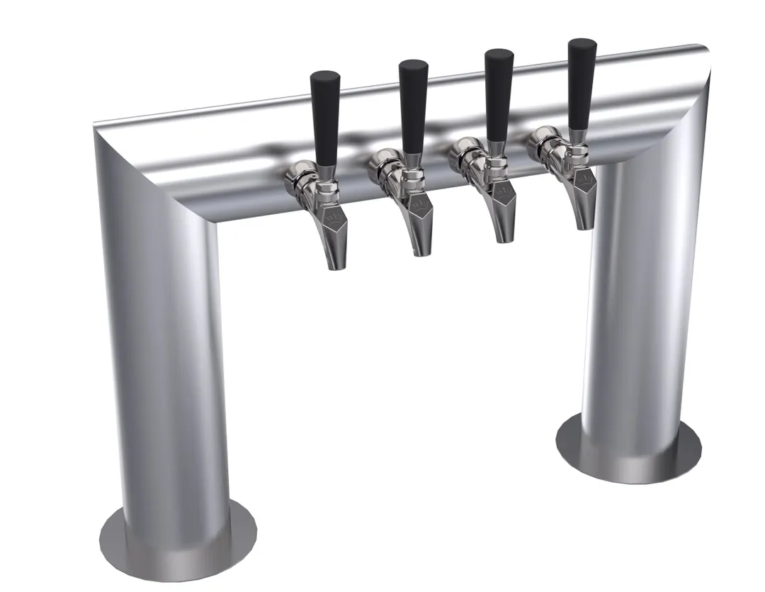 Krowne KPTU-4S Pass-Thru Beer Tower, 2-Column 25" OA, Brushed Steel, Glycol-Cooled, 4-6 Taps
