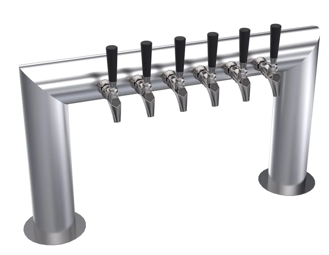 Krowne KPTU-6S Draft Beer Tower, 2‑Column, 31" OA, Brushed Steel, Six Faucets No Handles, 4‑6 Tap