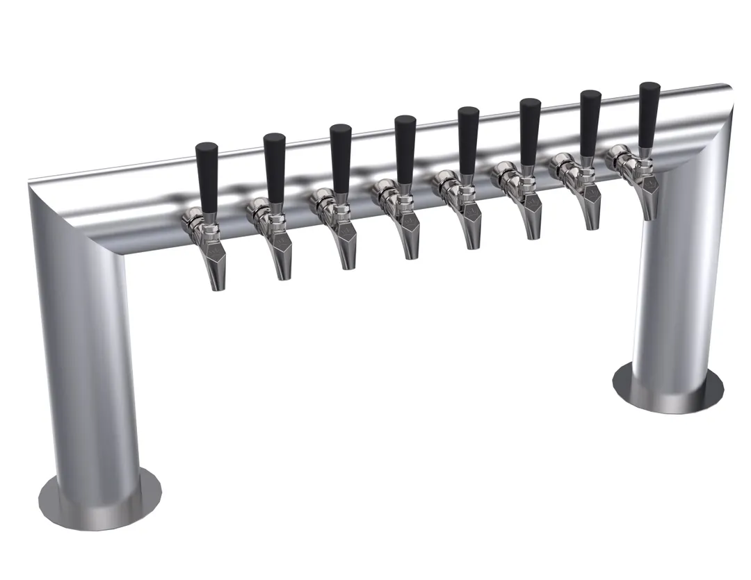 Krowne KPTU-8S Beer Tower, 2‑Column, 37" OA, Stainless Steel, Glycol‑Cooled, Eight Taps (No Handles)
