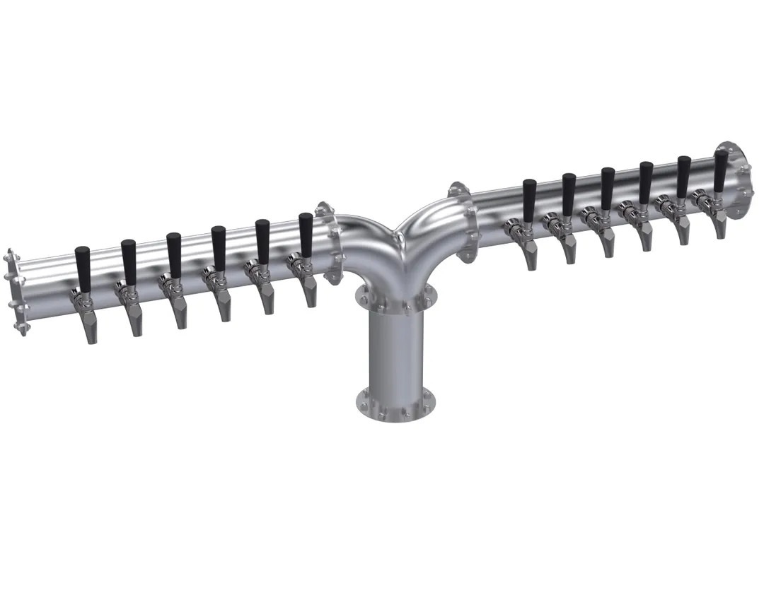 Krowne KPY-12S Tap Tower, 12‑Faucet Beer, 54" OA Countertop, Stainless Steel, Glycol‑Cooled