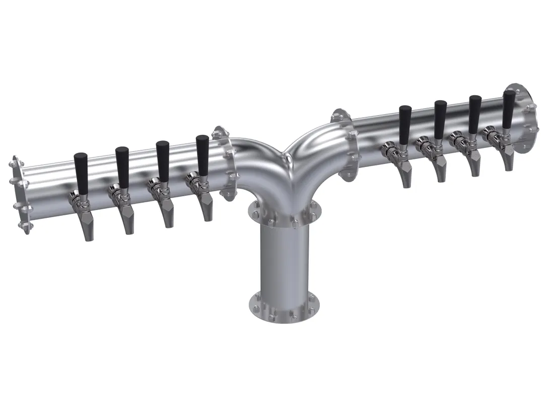 Krowne KPY-8S Countertop Draft Beer Y‑Tower, 42" Stainless Steel Glycol‑Cooled 8‑Faucet (7‑12 Tap)