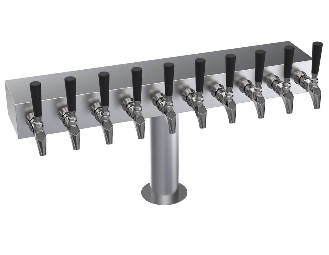 Krowne KTH-10S Draft Beer Tower, 30" Countertop, 10‑Faucet Glycol‑Cooled, Steel Finish, 7‑12 Tap