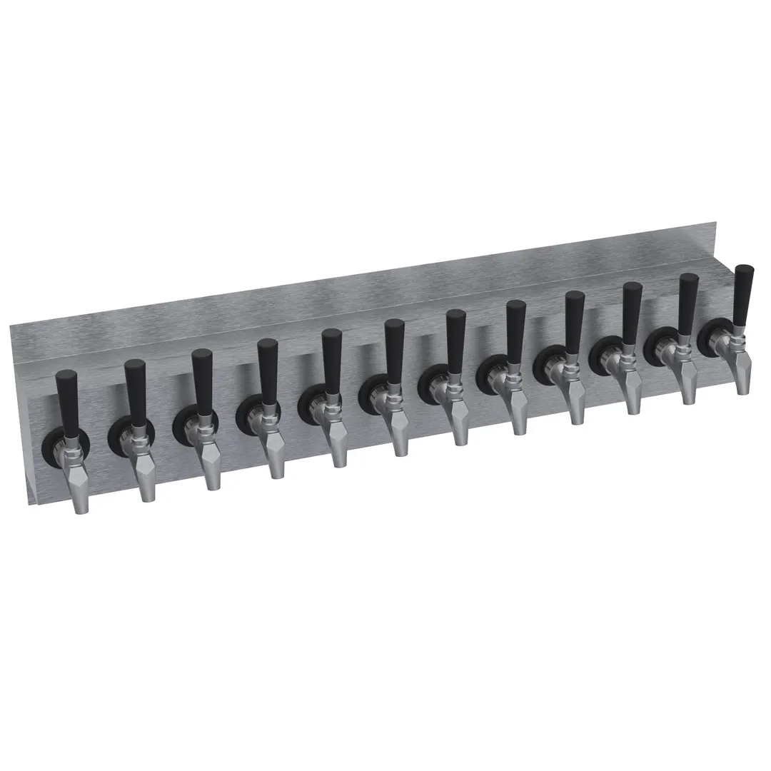 Krowne KWM-12S Wall-Mount 12-Tap Glycol-Cooled Beer Tower, 36" OA Length, Stainless Steel, No Handles