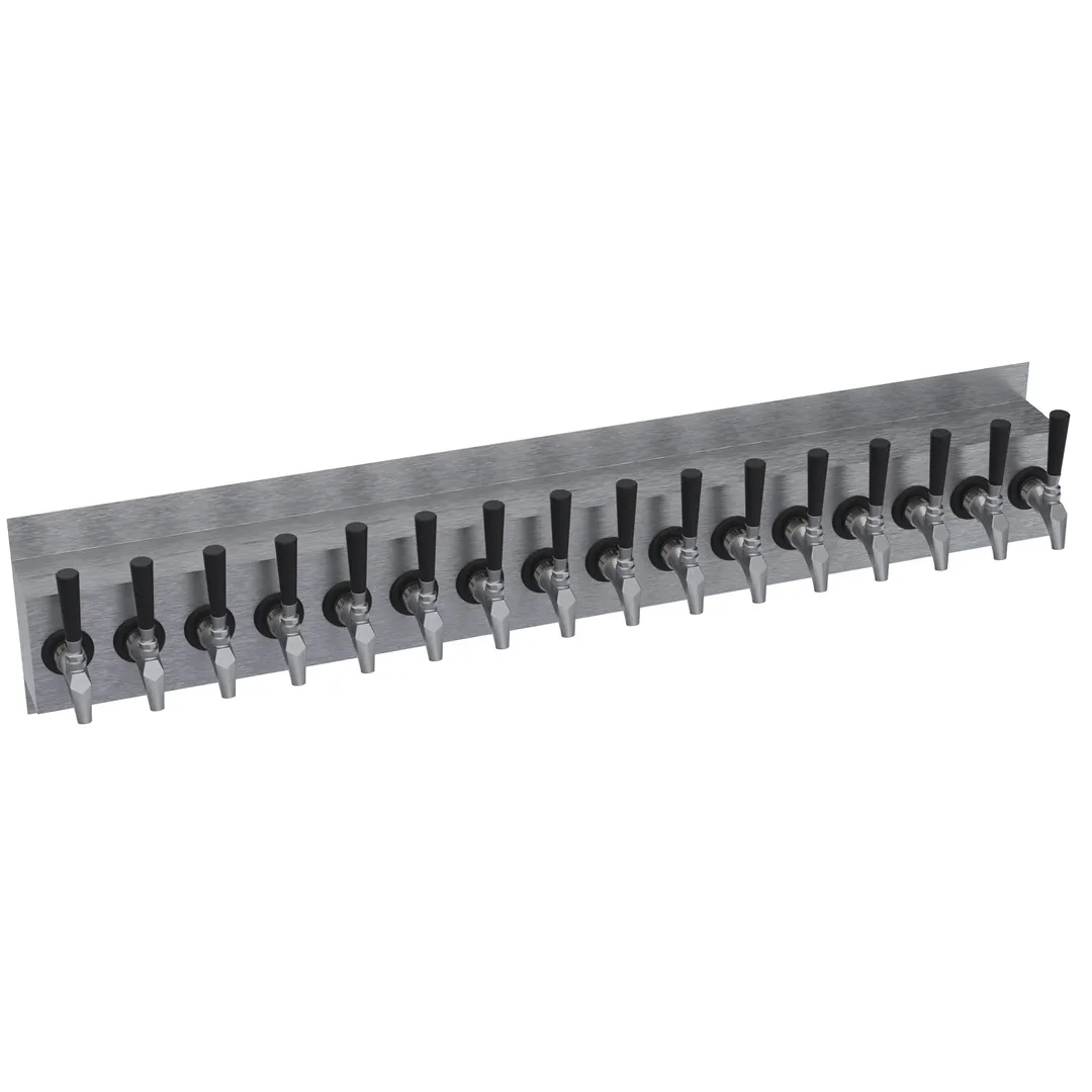 Krowne KWM-16S Wall-Mount Draft Beer Tower, 48" OA Length, Brushed Stainless, Glycol-Cooled, 16 Taps