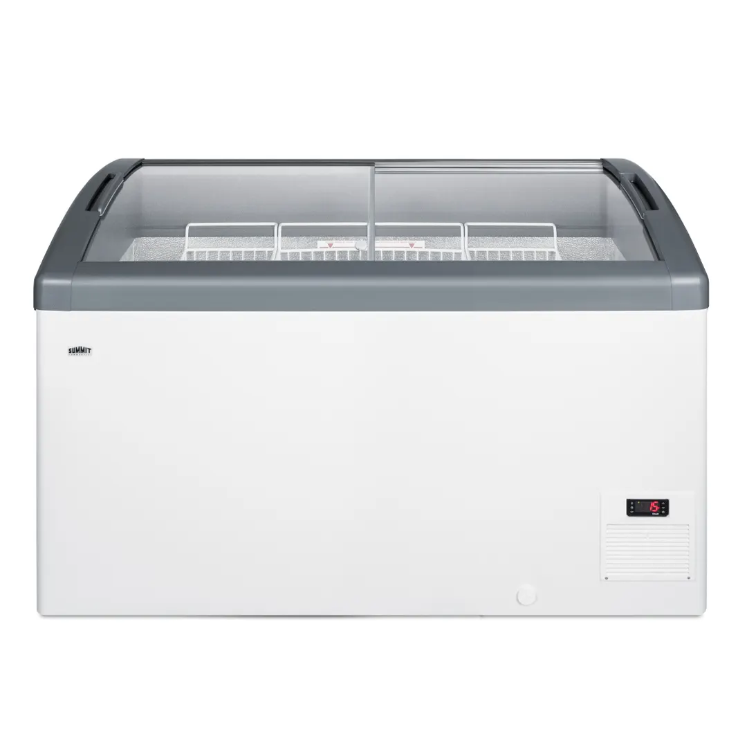 Summit FOCUS131 Ice Cream Freezer, 52" White Chest, 12.4 cu ft, Glass Lids, R290, Freestanding
