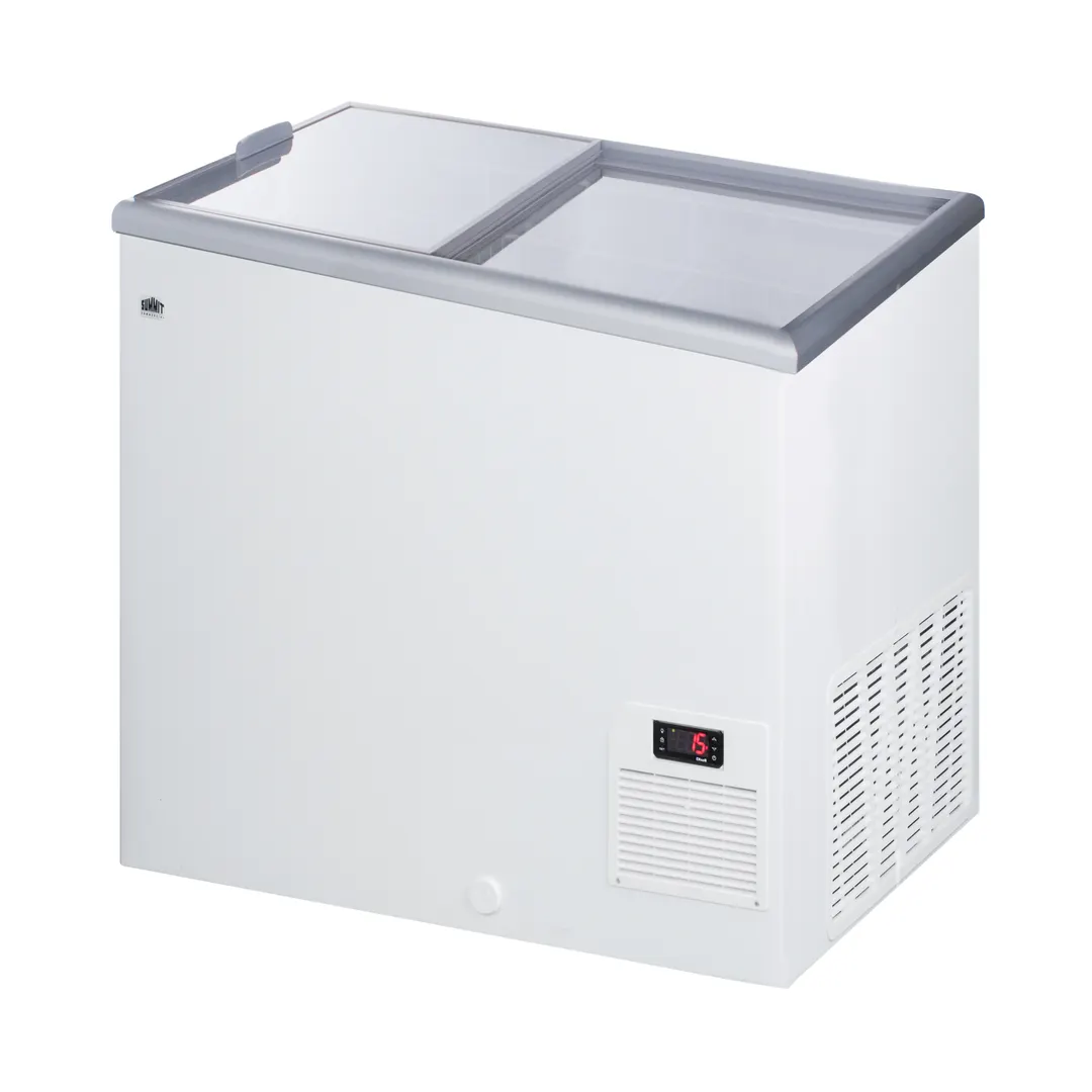 Summit NOVA22 Ice Cream Freezer, 30" Chest, 7.2 Cu.ft, White Exterior, Sliding Glass Lids, 115V 7.2A