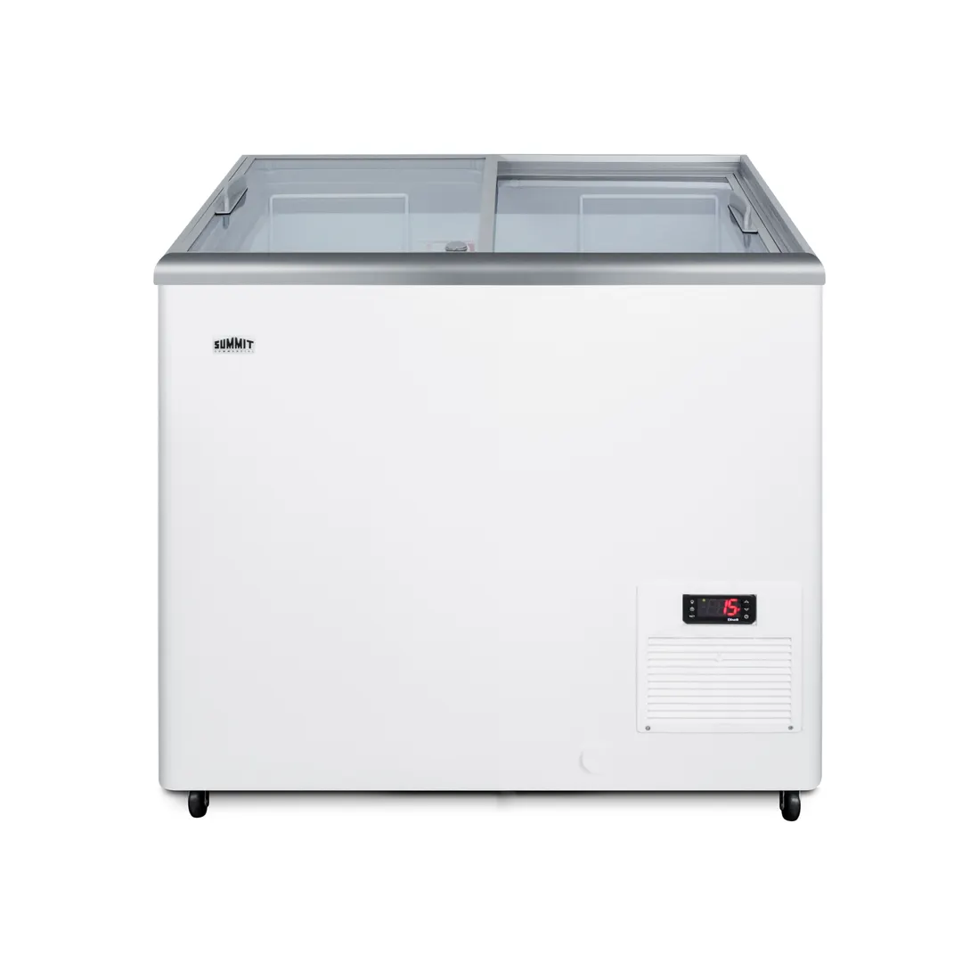 Summit NOVA22 Ice Cream Freezer, 30" Chest, 7.2 Cu.ft, White Exterior, Sliding Glass Lids, 115V 7.2A