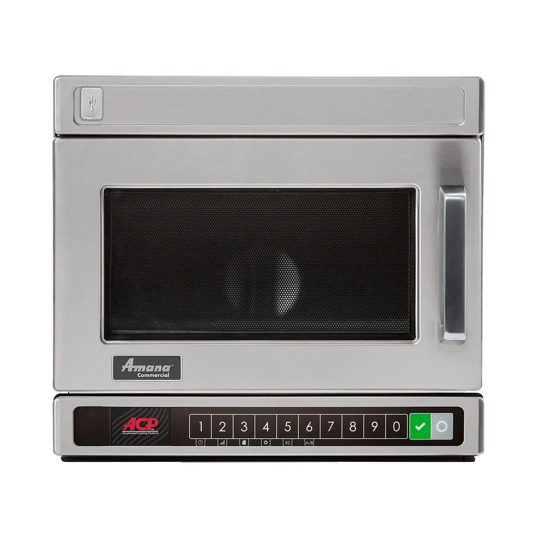 Amana HDC10Y15 1000 Watts Commercial Compact Microwave Oven, 0.6 Cu. Ft., Push Button, 120V
