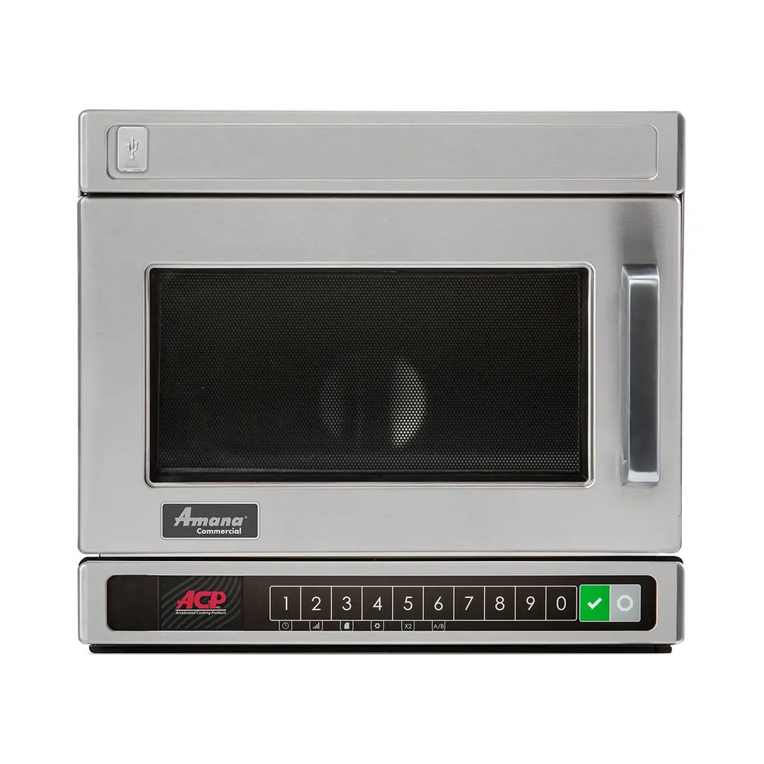 Amana HDC12YA2 1200W Commercial Countertop Microwave Oven, 0.6 Cu. Ft., Push Button, 120V