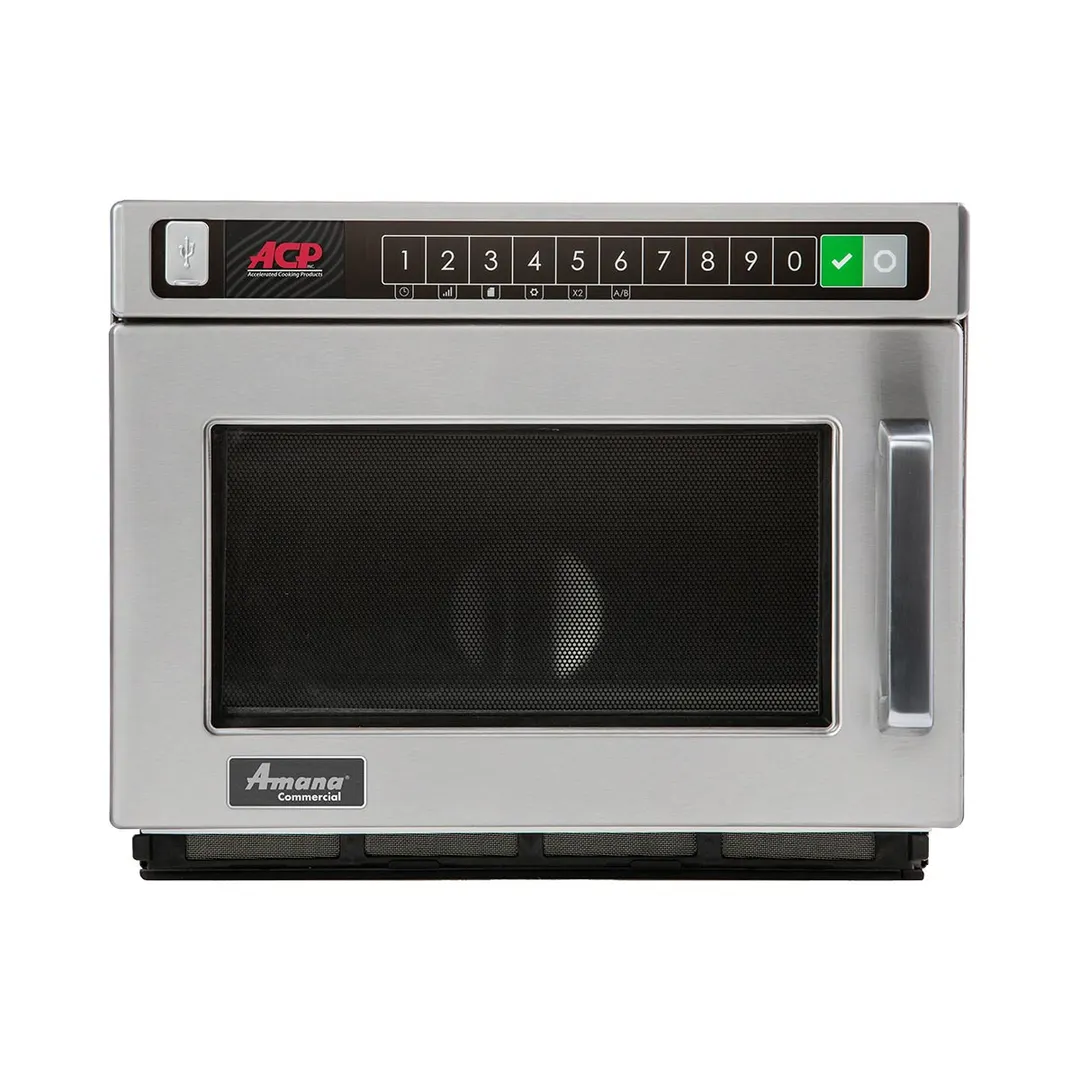 Amana HDC182 1800W Heavy Duty Commercial Microwave Oven, 0.6 Cu. Ft., Push Button, 208/240V